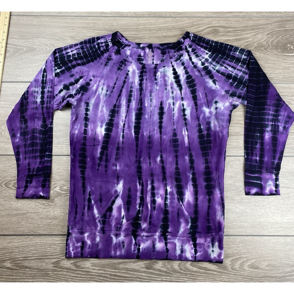 The Balance Collection Women's Long Sleeve Tie Dye Pullover Top Purple Large - Picture 2 of 7